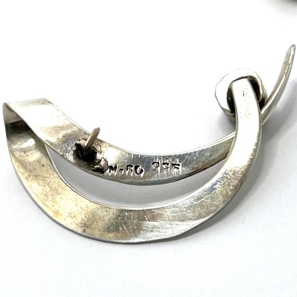 Sterling Silver Sodalite Earrings - Midcentury Modern - Ribbon - Picture 5 of 10